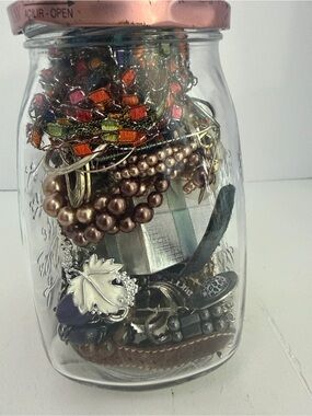 Mixed Women's Accessory Jar – Brown, Gold & Black Accent Pieces
